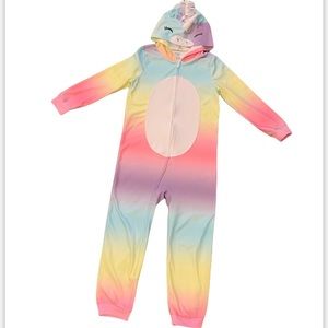 Carter’s girls’ fleece hombre rainbow unicorn hooded union suit, size 7